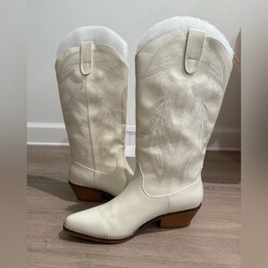 Madden Girl Cream Western Heeled Boots